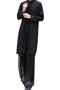 Online Custom fashion youth Kungfu shirt Han suit men's Chinese Style Men's costume ancient style ancient costume long shirt Chinese style robe linen suit Kungfu SHIRT CREW drama suit  SKF006 detail view-3